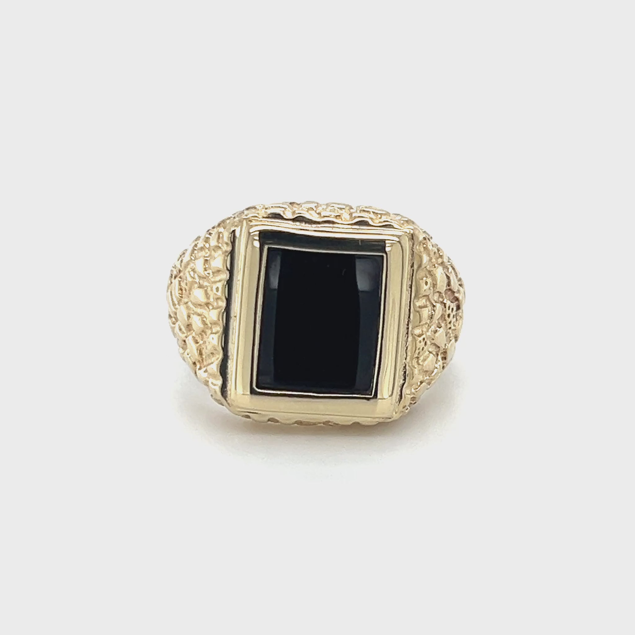 10K Yellow Gold Onyx Gentleman's Ring; Size 10.5 Video