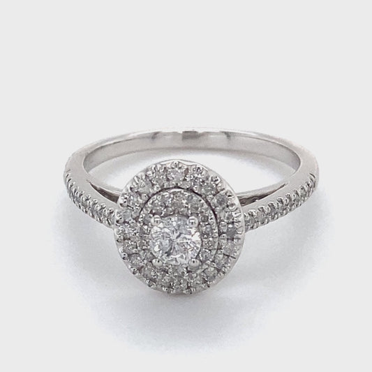 10K White Gold Diamond Lady's Fashion Ring; 1.8DWT; Size 7