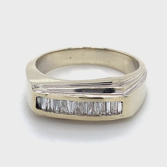 14K White Gold & Diamond Gentleman's Ring; 5.9DWT; Size 11