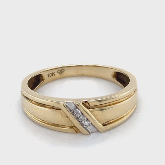 10K Yellow Gold Diamond Gentleman's Ring; 1.8DWT; Size 10