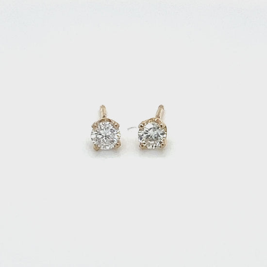 14K Yellow Gold Diamond Stud Earrings