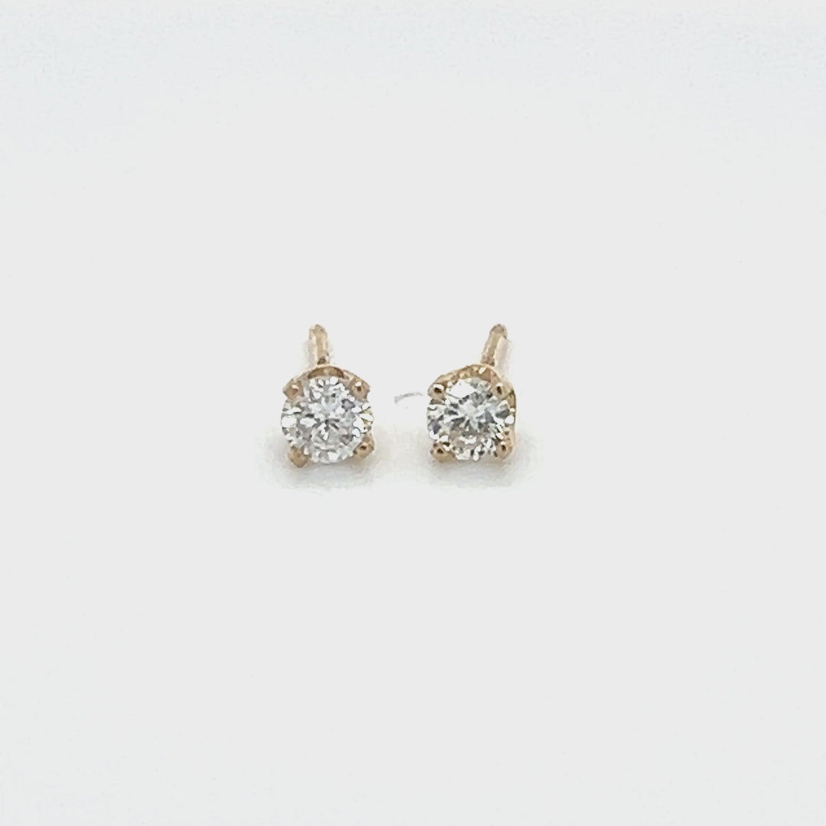 14K Yellow Gold Diamond Stud Earrings