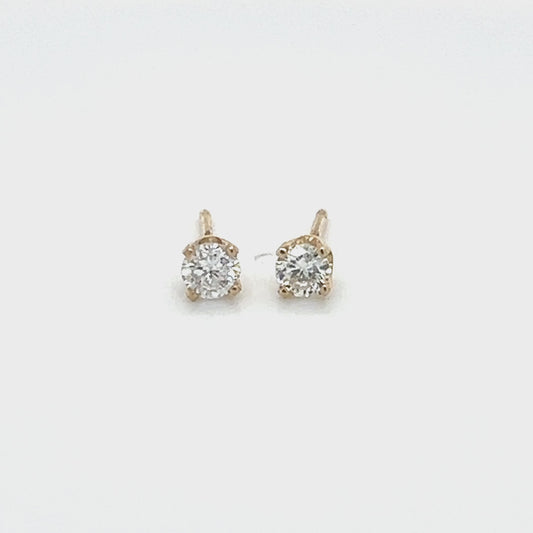 14K Yellow Gold Diamond Stud Earrings