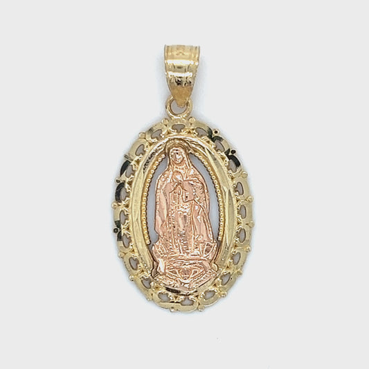 10K Two-Tone Gold Mary Pendant; 1.3g