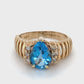 14K Yellow Gold Topaz & Diamond Ring; 0.05CTW; Size 6.5