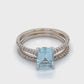 18K White Gold Diamond & Aquamarine Lady's Ring; 3.2DWT; Size 7