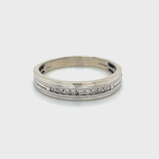 14K White Gold Diamond Gentleman's Wedding Band; Size 12.5