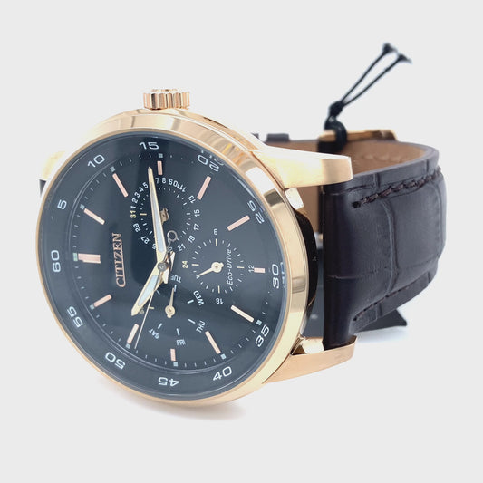 Citizen BU2013-08E: Corso Men's Eco-Drive Rose Gold Leather Band Watch