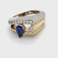 14K Two-Tone Gold Sapphire & Diamond Ring; 0.30CTW; Size 7; 8.6DWT