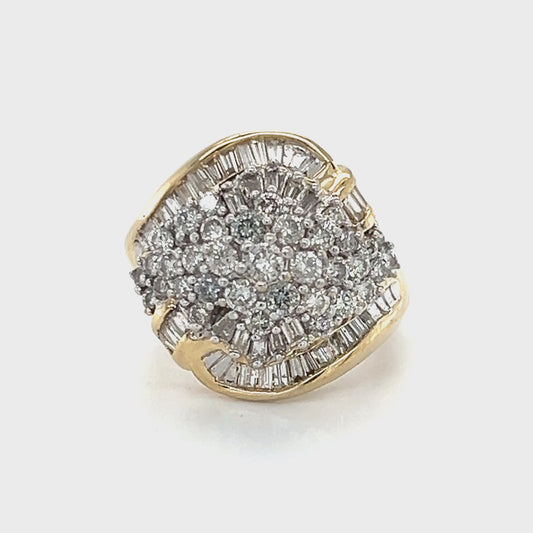 14K Yellow Gold Diamond Lady's Fashion Ring; Size 7