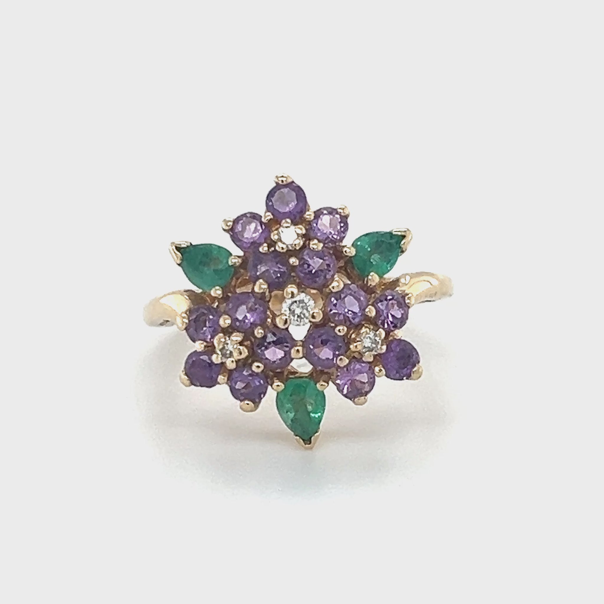 14K Yellow Gold Diamond & Stone Accent Ring