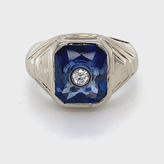 14K White Gold Diamond Unisex Ring; 6.1DWT; Size 10