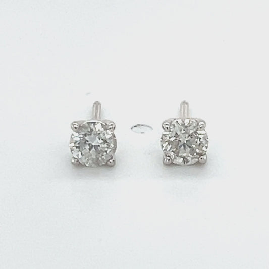 14K White Gold Diamond Stud Earrings; 0.45CTW; 0.8g