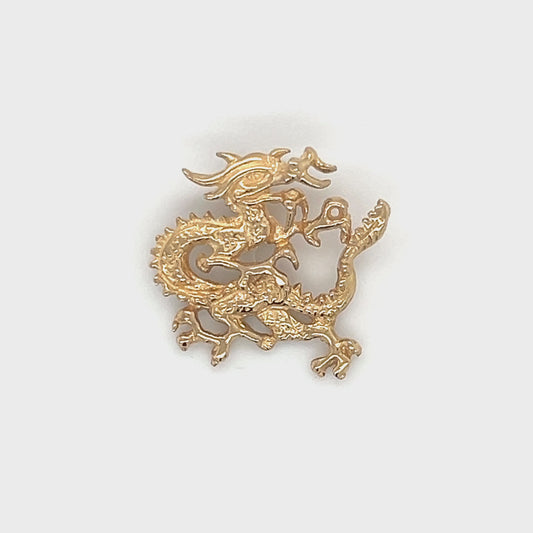 14K Yellow Gold Dragon Pendant: 1.3DWT; 2g