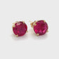 14K Yellow Gold Red Stone Stud Earrings; 1.5DWT; 2.3g
