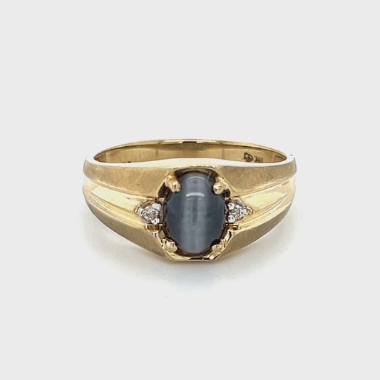 10K Yellow Gold Diamond & Stone Accent Ring; Size 10 Video
