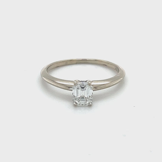 14K White Gold Diamond Lady's Solitaire Ring; Size 8