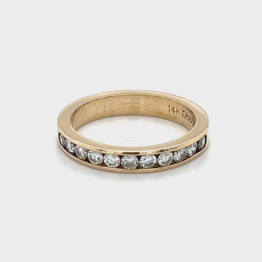 14K Yellow Gold Diamond Lady's Wedding Band; 3.6g; Size 6