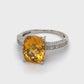 14K White Gold Citrine and Diamond Ring; 0.08CTW; Size 8; 3.9g