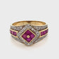 14K Yellow Gold Ruby & Diamond Ring; 3.0DWT; Size 6