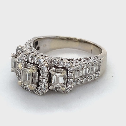 14K White Gold Diamond Ring; 1.20CTW; Size 9; 9.2g