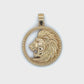 10K Yellow Gold Circular Lion Head Pendant
