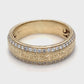 14K Yellow Gold Etched Band & Diamonds Men's Ring; 4.4DWT; Size 9