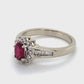 10K White Gold Diamond & Ruby Lady's Ring; 2.0DWT; Size 7