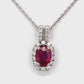 14K White Gold Diamond & Ruby Pendant on 20" Chain Necklace