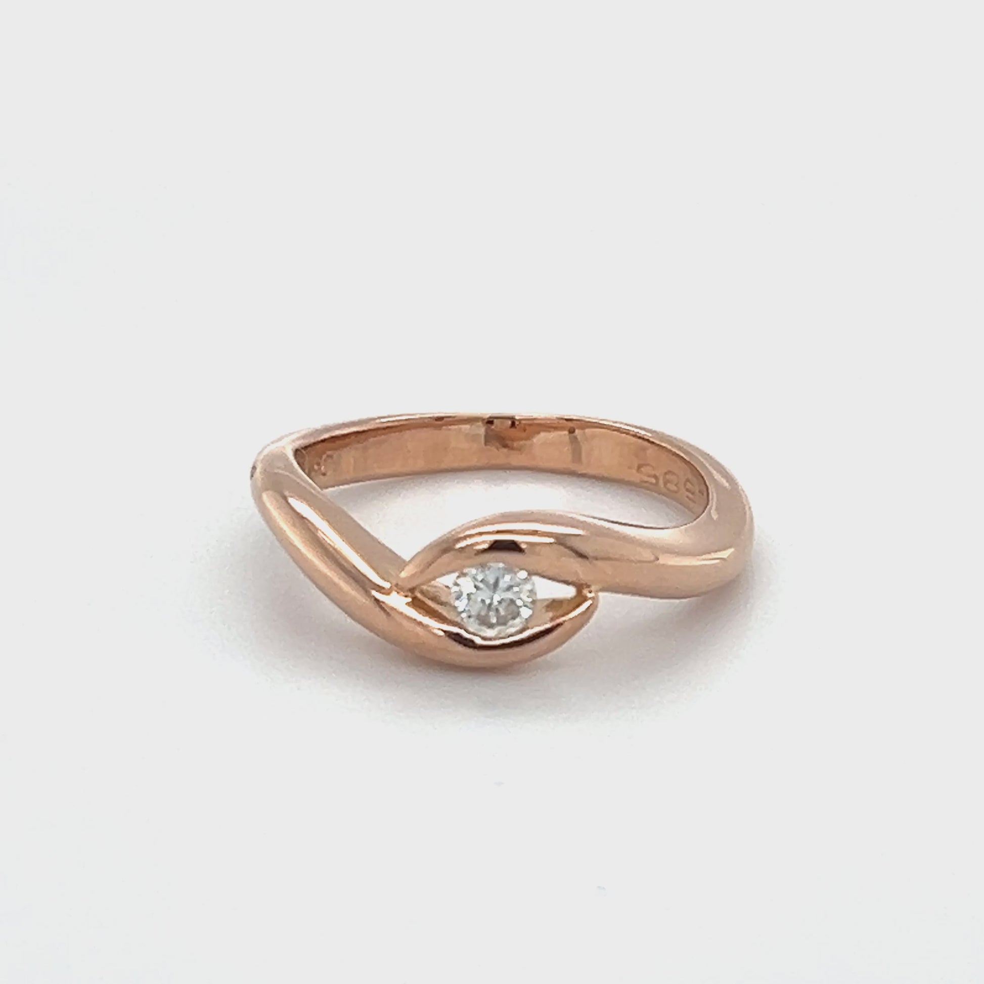 14K Rose Gold Diamond Lady's Fashion Ring; Size 6 Video