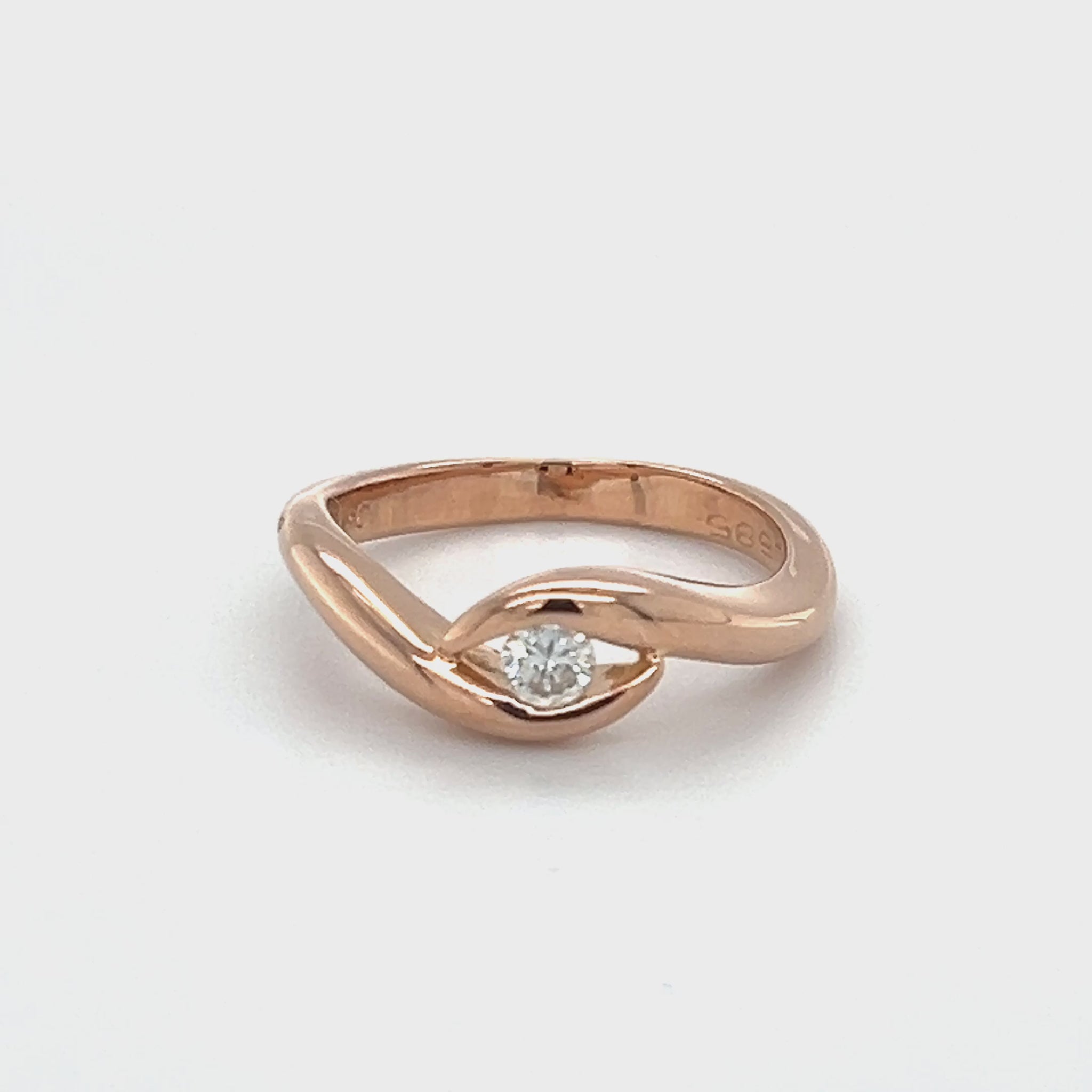 14K Rose Gold Diamond Lady's Fashion Ring; Size 6 Video