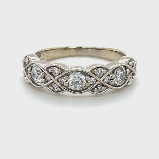 14K White Gold Diamond Lady's Ring; 1.02CTW; 4.9g; Size 10
