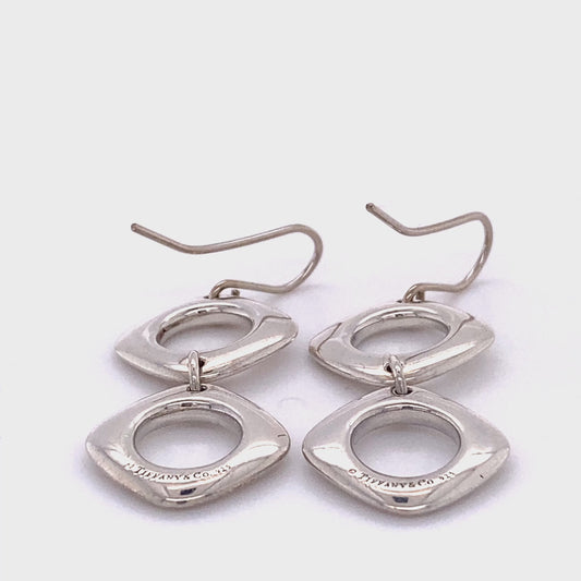 Tiffany & Co. Square Drop Earrings; 925 Sterling Silver