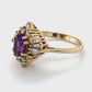 14K Yellow Gold Diamond & Amethyst Fashion Ring; 2.1DWT; Size 6