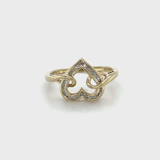 10K Yellow Gold Diamond Lady's Fashion Heart Ring