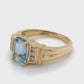 14K Yellow Gold Diamond & Aquamarine Ring; 3.3DWT; Size 6