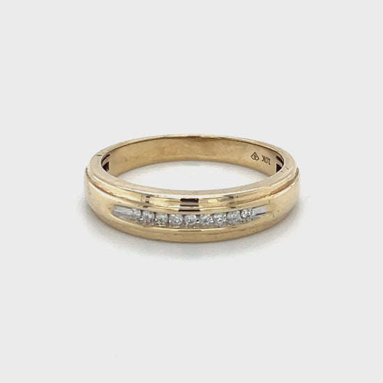 10K Yellow Gold Diamond Gentleman's Wedding Band; Size 10