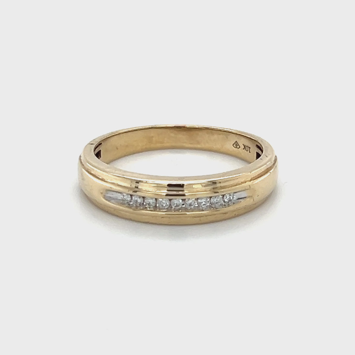 10K Yellow Gold Diamond Gentleman's Wedding Band; Size 10