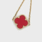 10K Yellow Gold 7" Red Clover Motif Bracelet; 1.8DWT; 2.8g