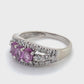 14K White Gold Diamond & Pink Sapphire Lady's Ring; 1.9DWT; Size 7