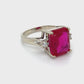 14K White Gold Ruby and Diamond Ring; 0.15CTW; Size 8; 6.1g