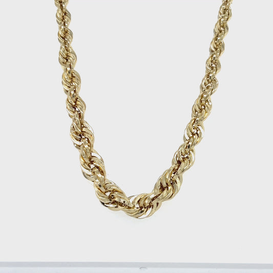 10K Yellow Gold 18" Graduated Rope Chain; 5.3g