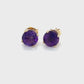 14K Yellow Gold Synthetic Amethyst Stud Earrings; 0.8DWT; 1.2g