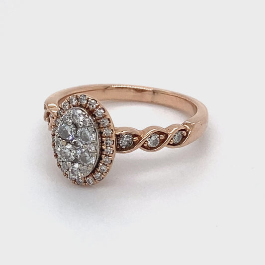 10K Rose Gold Halo Diamond Ring; 0.40CTW; Size 5; 2.9g