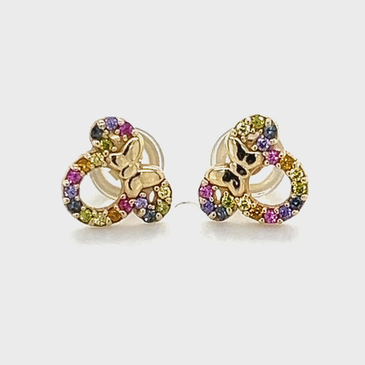 14K Yellow Gold Mickey Mouse Stud Earrings; 0.4g