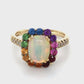 14K Yellow Gold Diamond & Opal Ring; 2.9DWT; Size 7