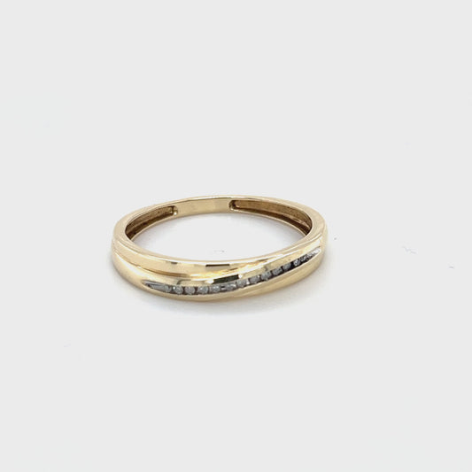 10K Yellow Gold Diamond Accent Wedding Band; 0.10 CTW; 2.2g; Size 10.5