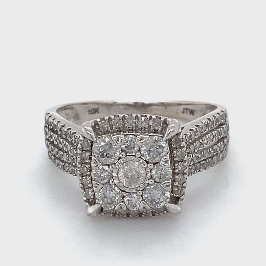 10K White Gold Diamond Lady's Fashion Ring; 2.1DWT; Size 7