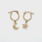10K Yellow Gold Moon & Star Hoop Earrings Video