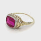 14K Yellow Gold Synthetic Ruby Lady's Ring; 1.4DWT; 2.2g; Size 5.5